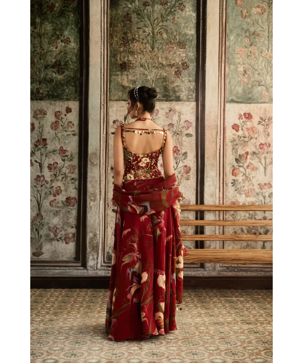 DIYARAJVVIR - Red Floral Printed Co-Ord Set